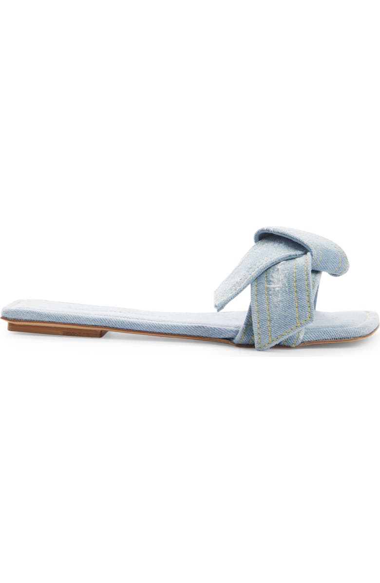 Acne Studios Musubi Bow Denim Slide Sandal, Alternate, color,