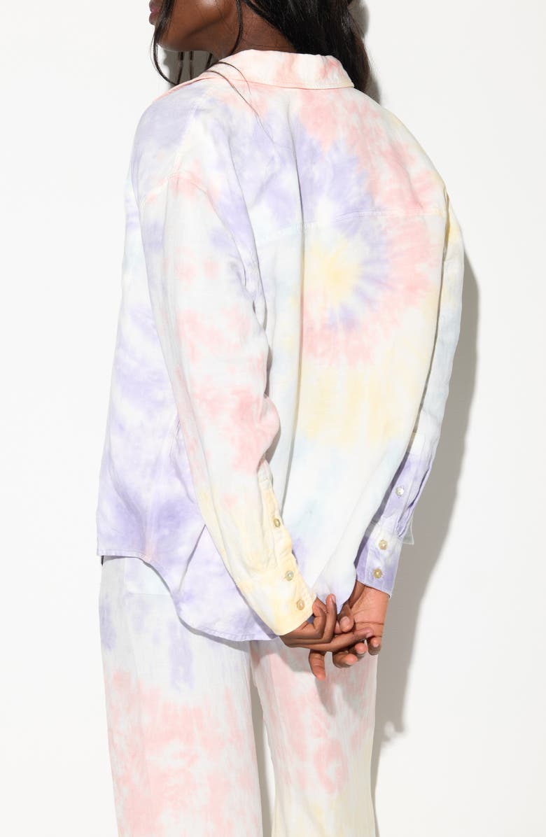 Spiritual Gangster Beaudry Embroidered Linen Blend Button-Up Shirt, Alternate, color, Wisteria Multi