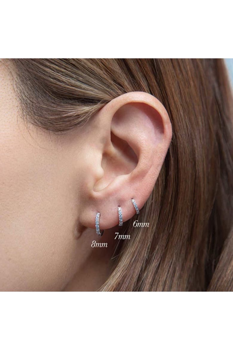 Gold Eight Mm Huggie Pave Hoop Earring, Alternate, color, Gold