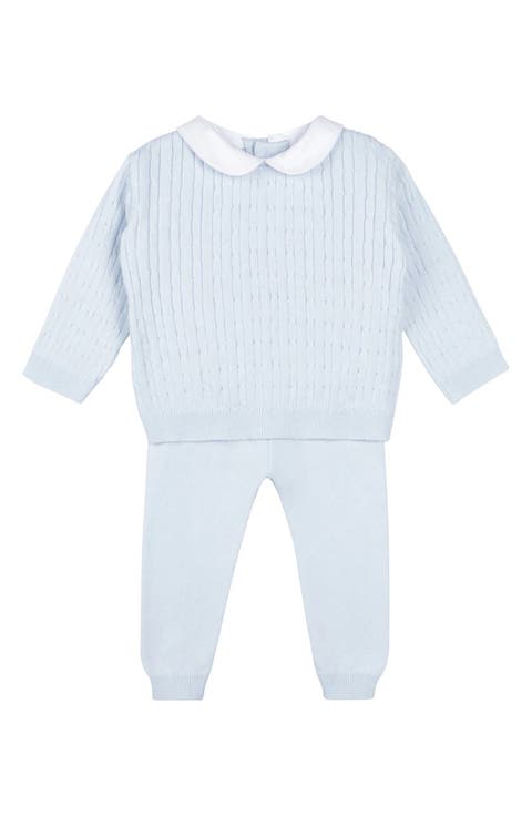 Peter Pan Cotton Cable Knit Sweater & Pants Set (Baby)