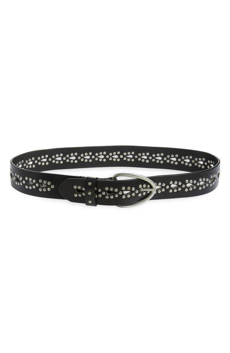 Free People Preston Stud Leather Belt, Main, color, Black