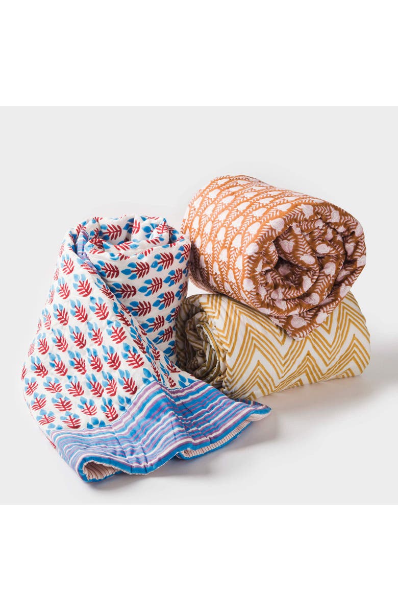 Mela Artisans Tulip Cotton Handcrafted Throw, Alternate, color, Floral