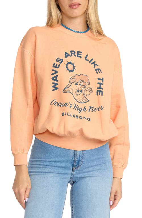 Billabong Time For Kendal Crewneck Fleece Graphic Sweatshirt In Orange