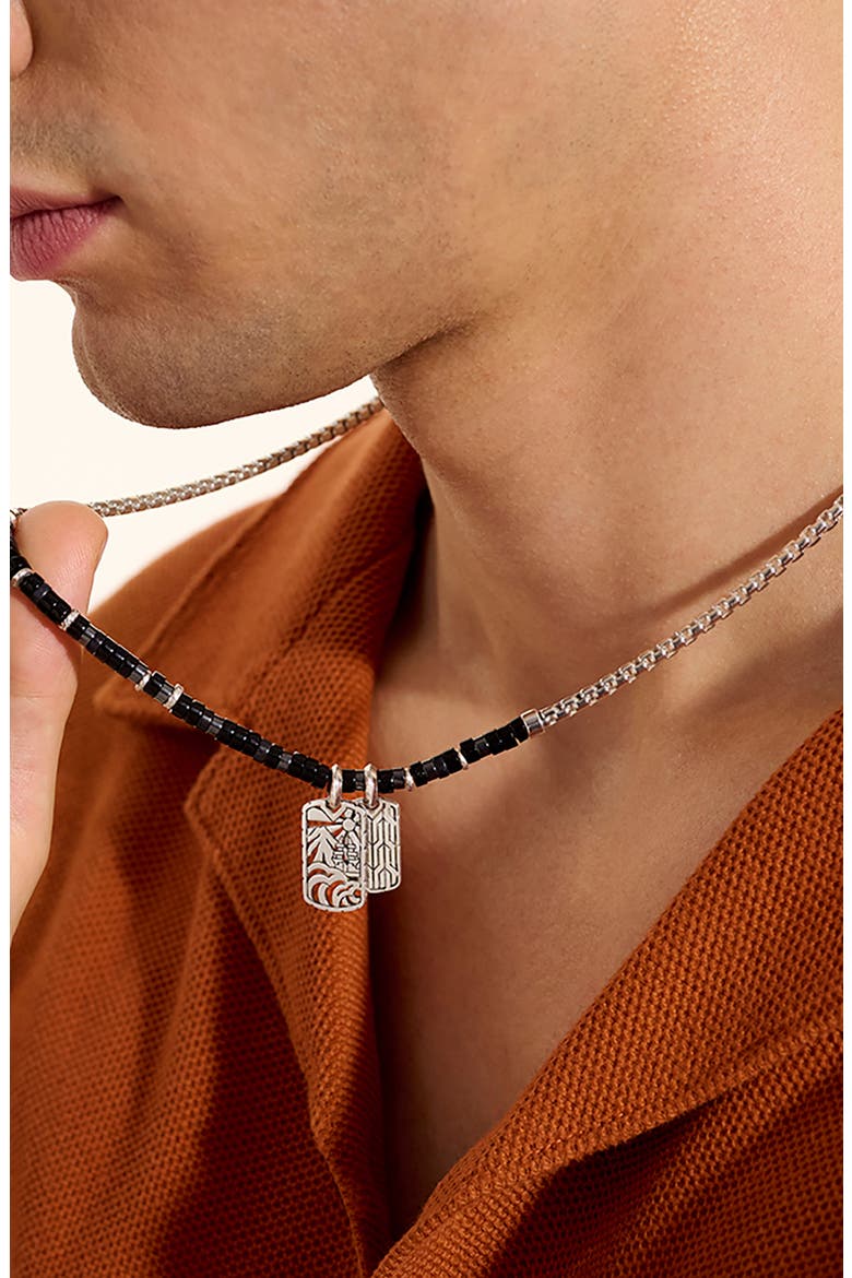 Heishi Tag Necklace Sterling Silver, Alternate, color, SILVER