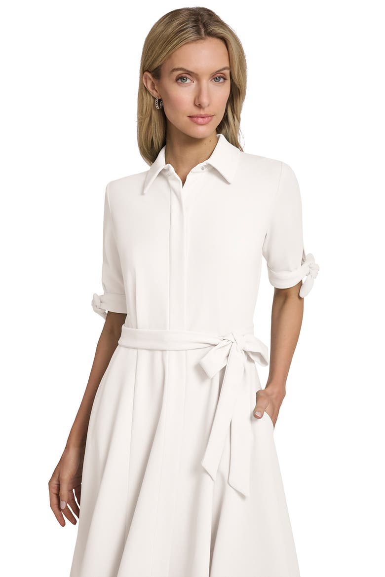 Tie Sleeve Crepe Shirtdress, Alternate, color, CREAM