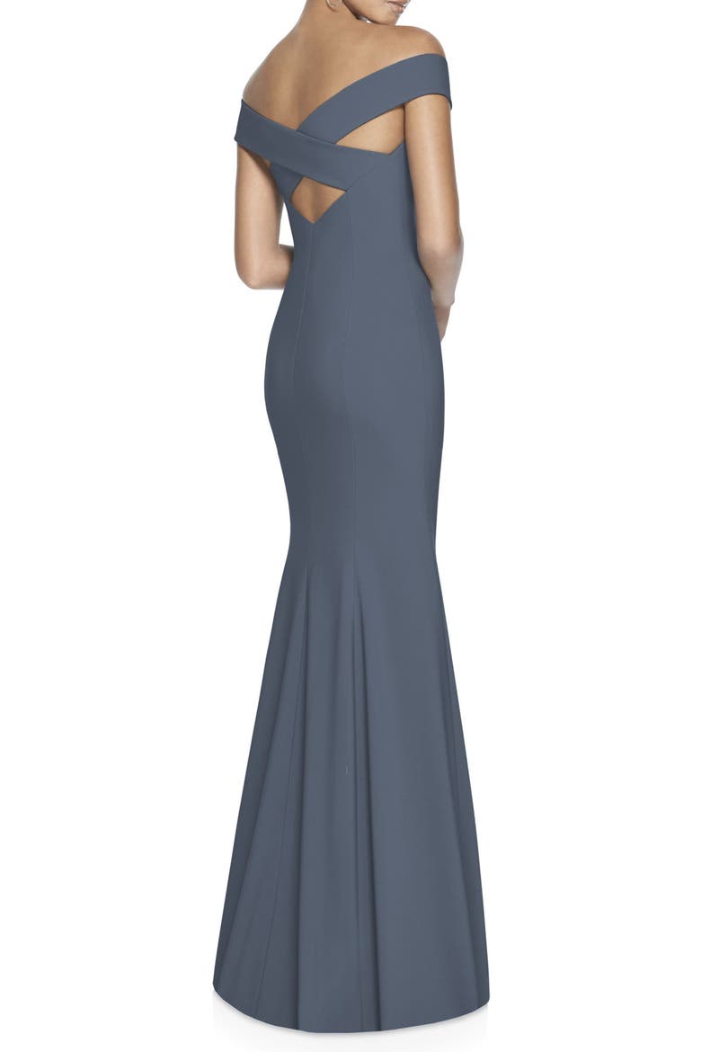 Off the Shoulder Crossback Gown, Alternate, color, SILVERSTONE