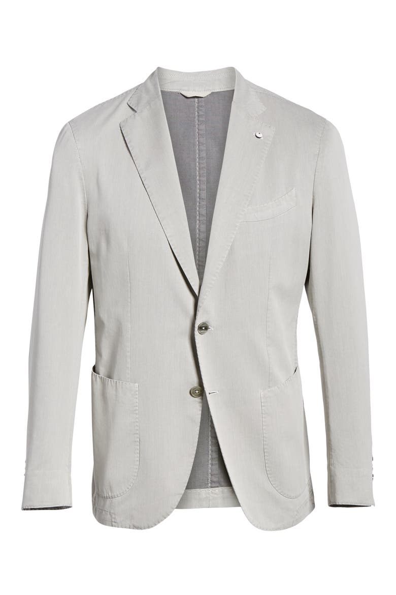 Trim Fit Herringbone Cotton & Silk Sport Coat, Alternate, color, LIGHT/ PASTEL GREY