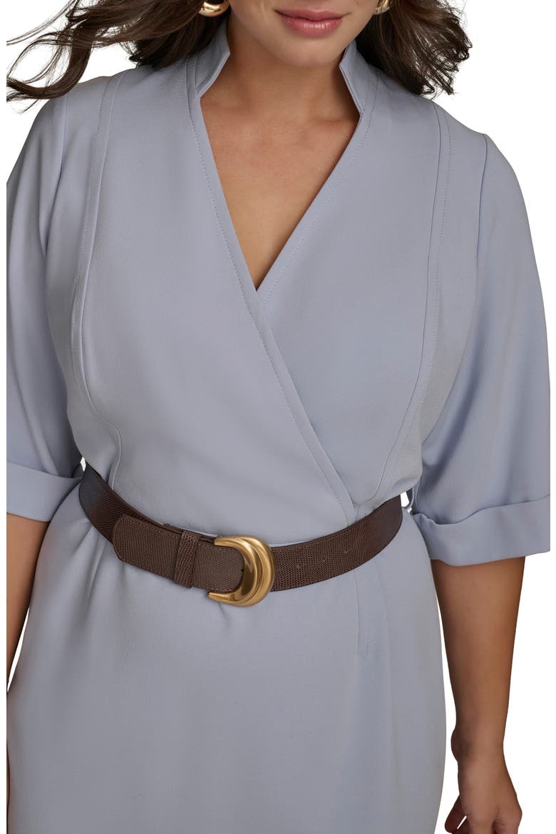 Belted Cady Sheath Dress, Alternate, color, GLACIAL BLUE