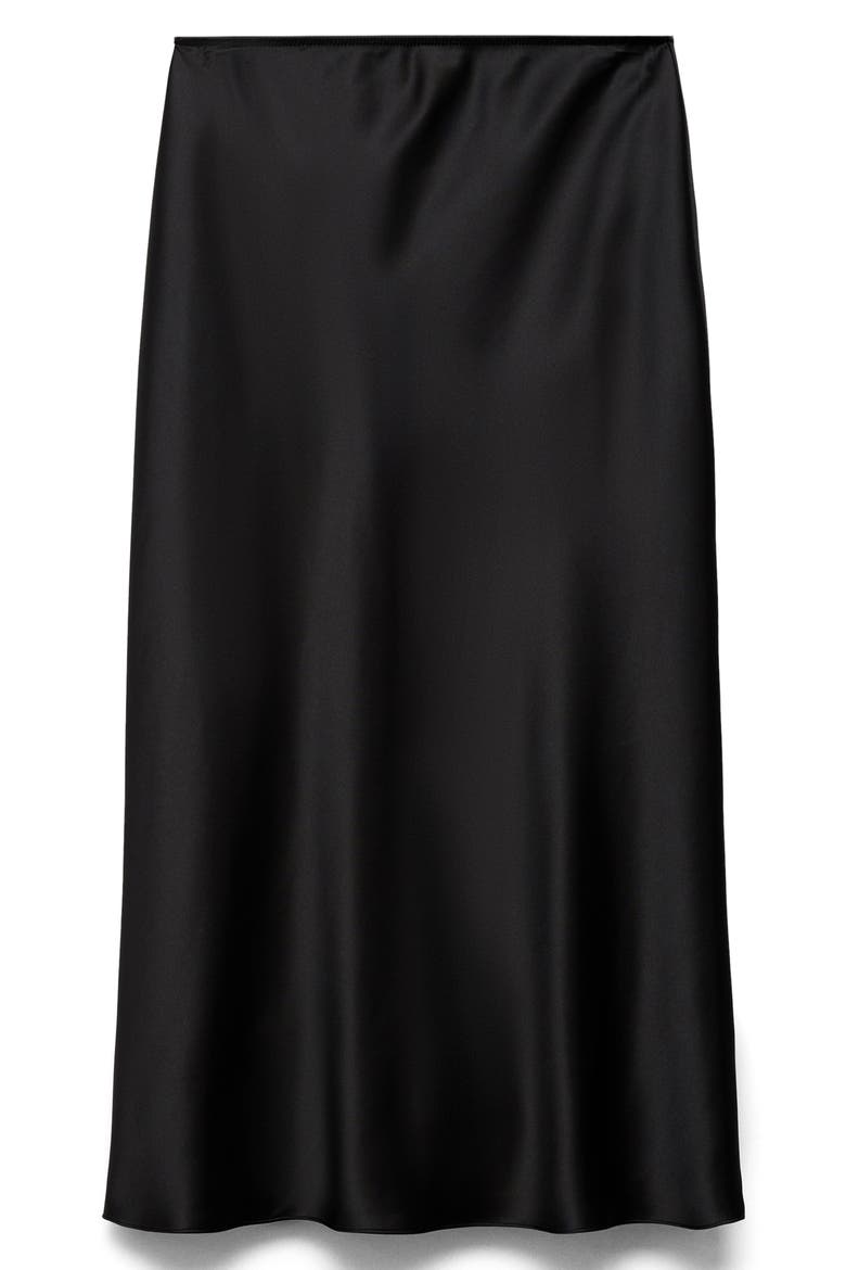 Satin Midi Skirt, Alternate, color, BLACK