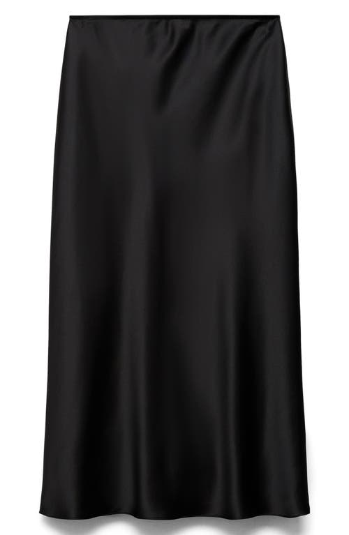 Shop Mango Satin Midi Skirt In Black