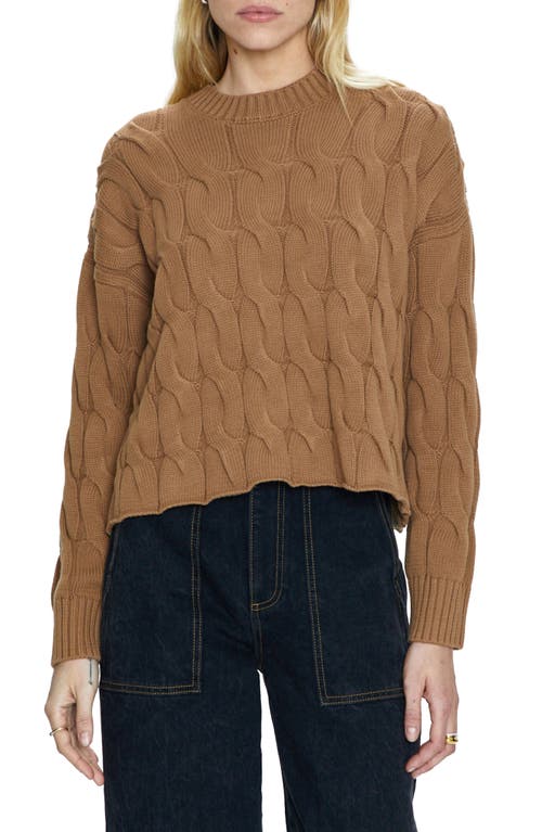 Pistola Eva Rib Knit Frayed Edge Cotton Sweater in Caramel Cable 