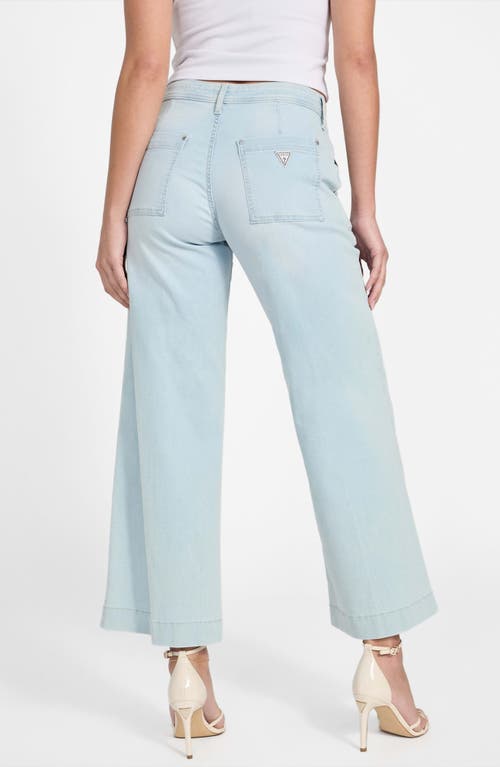Guess Zoya Crop Wide Leg Jeans In Blue