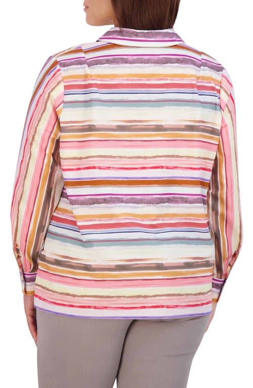 FOXCROFT FOXCROFT SOPHIA ABSTRACT STRIPE COTTON TUNIC TOP