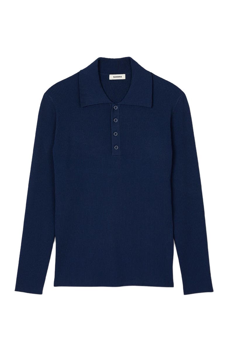 SANDRO Rib knit polo shirt, Alternate, color, 