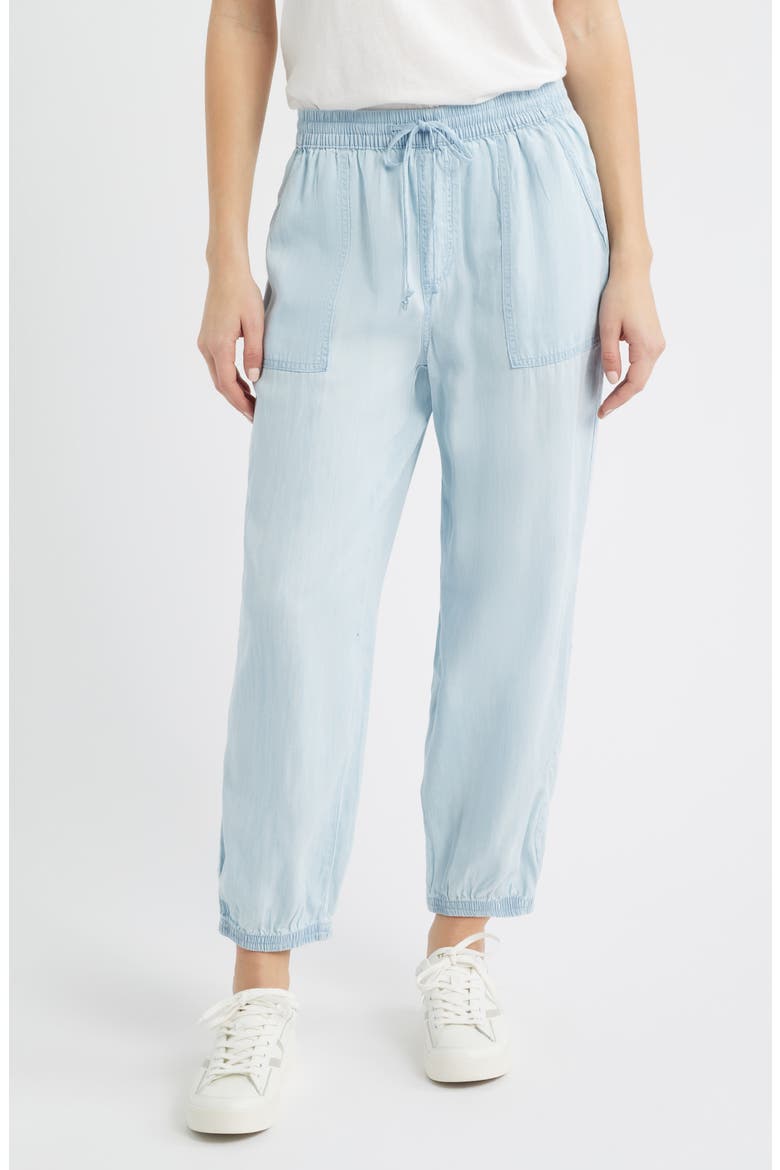 Andi Chambray Drawstring Joggers, Main, color, BLEACH WASH