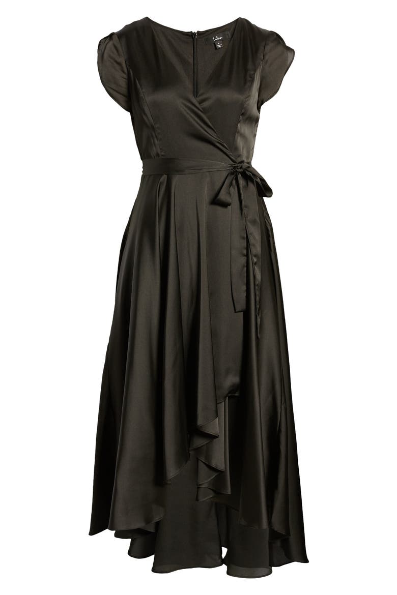 Fallen for You Satin High-Low Dress, Alternate, color, BLACK