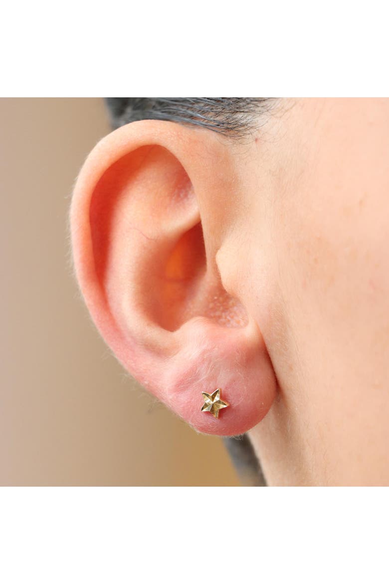 Fluted Puffy Star Stud Earrings, Alternate, color, Gold