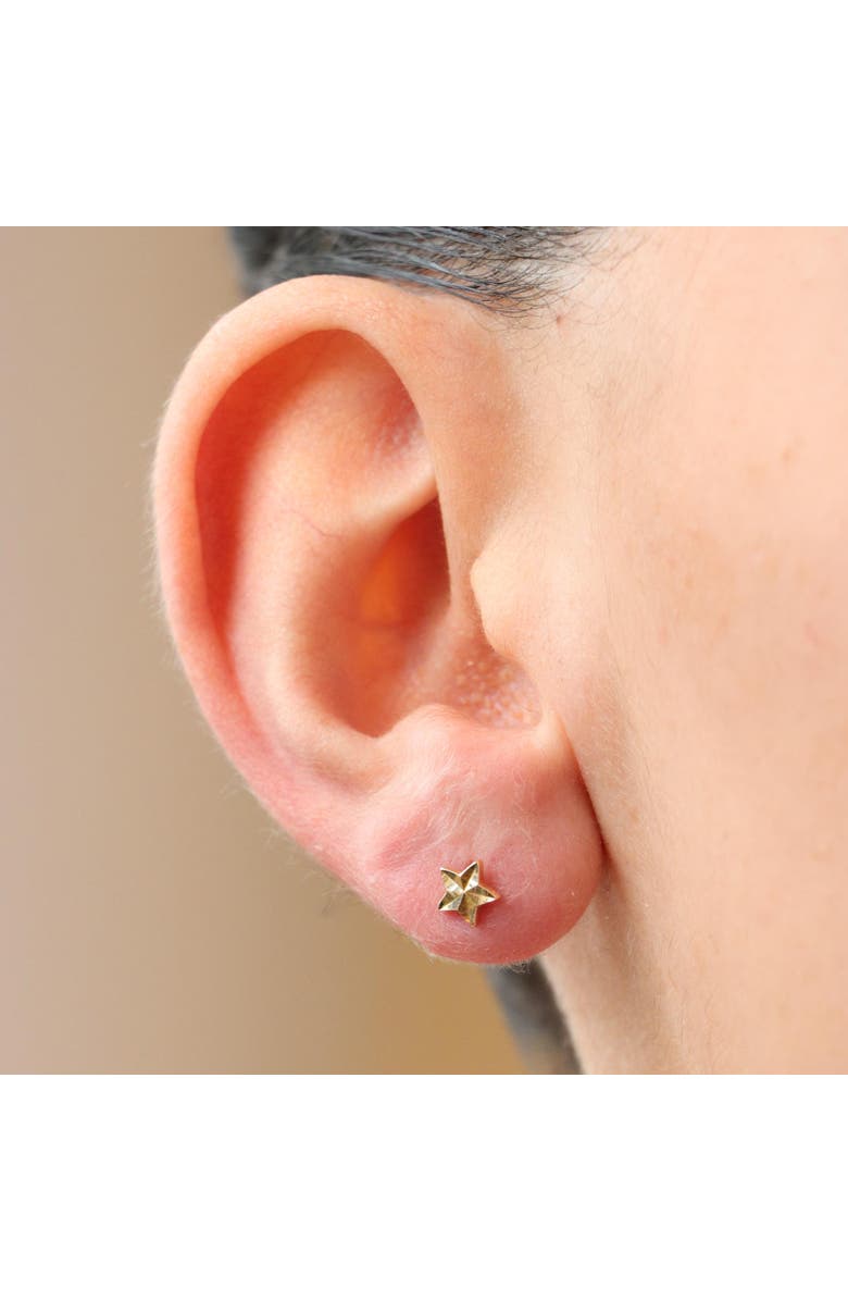 The Lovery Fine Jewelry Fluted Puffy Star Stud Earrings, Alternate, color, Gold
