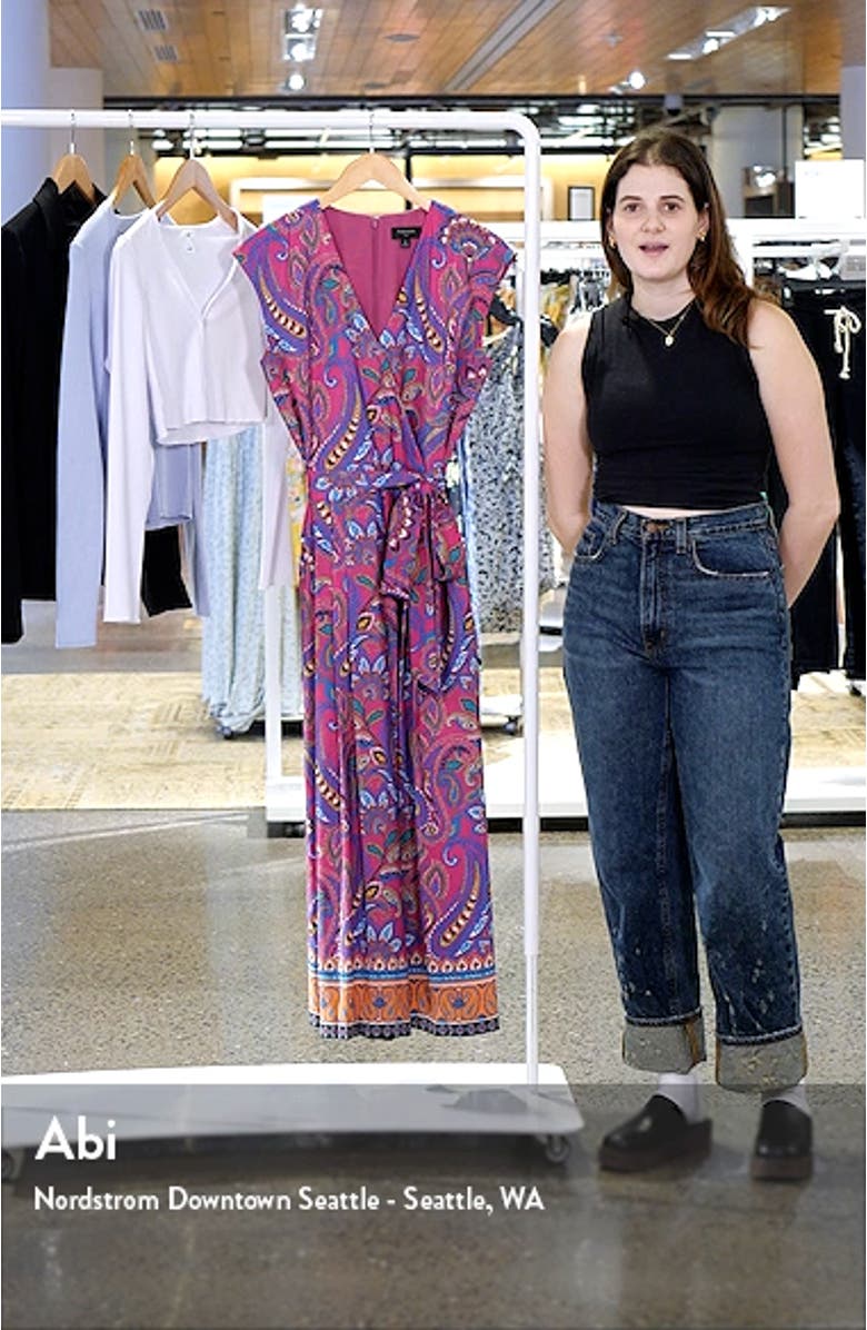 Pleated Wide Leg Faux Wrap Jumpsuit, sales video thumbnail