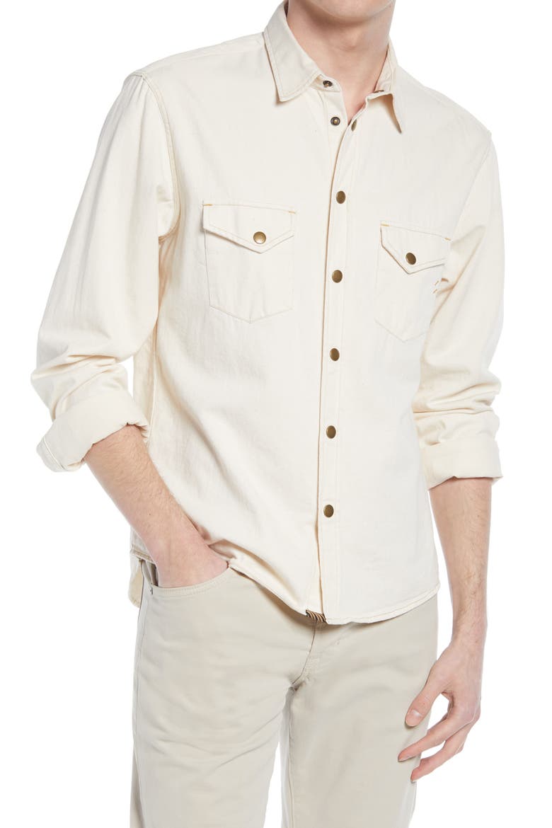 Organic Cotton Denim Button-Up Shirt, Main, color, NATURAL