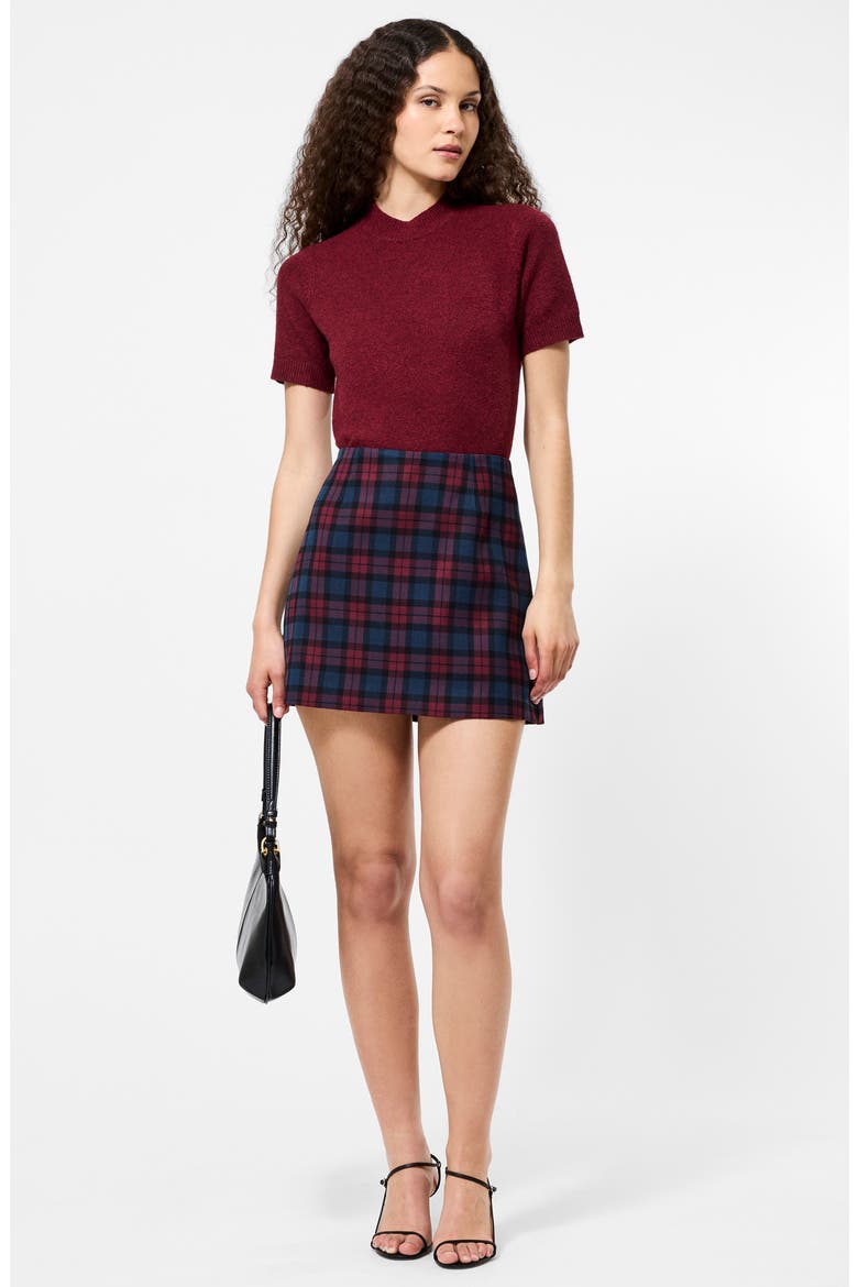Melba Plaid Miniskirt, Alternate, color, MARINE-CABERNET