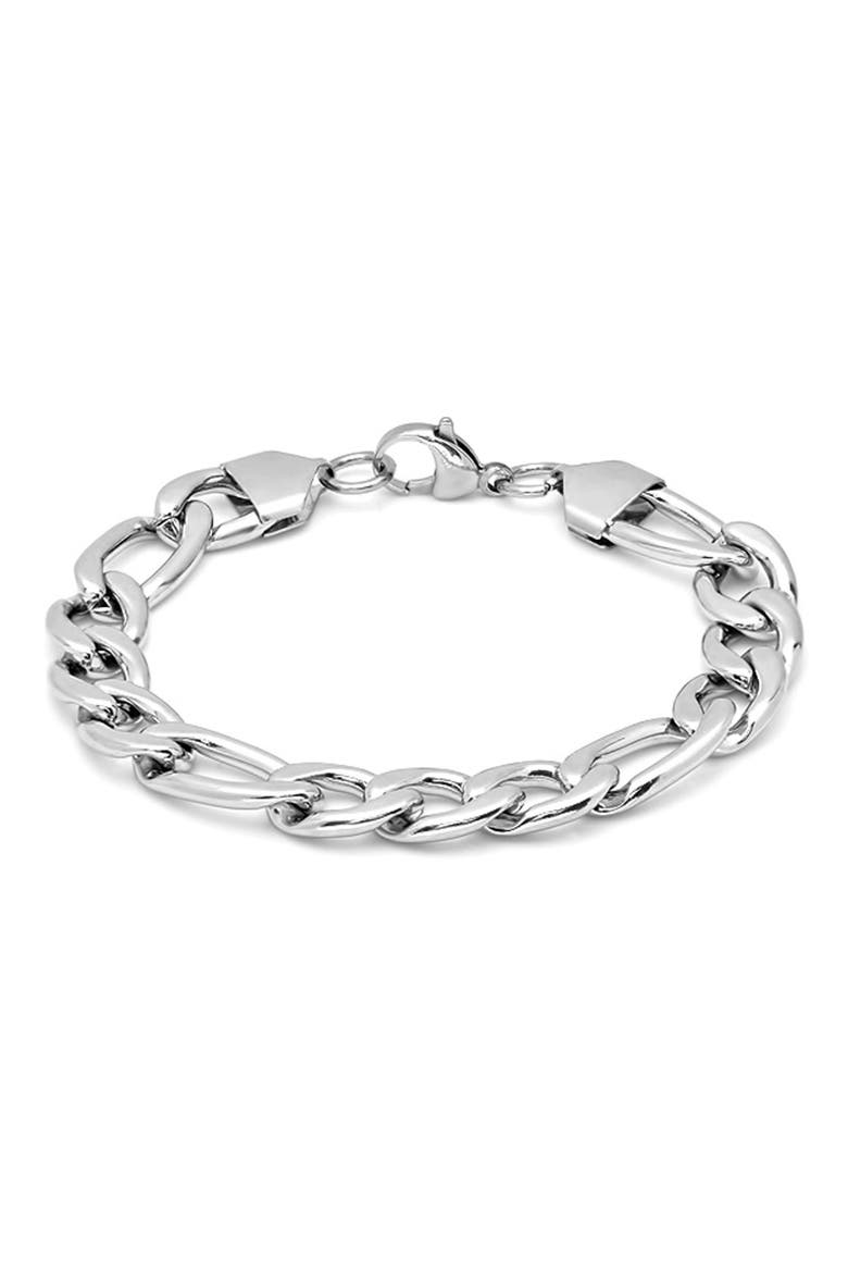 Men's Stainless Steel Figaro Link Bracelet, Main, color, SILVER