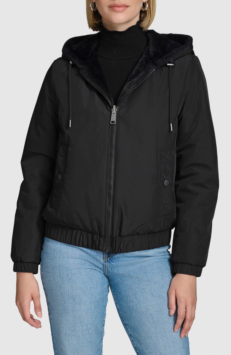 Andrew Marc Dalby Reversible Hooded Jacket, Main, color, Black