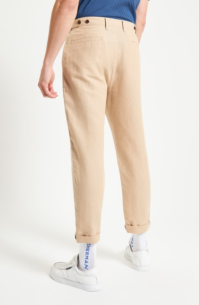 Ben Sherman Linen & Cotton Tapered Pants, Alternate, color, Stone
