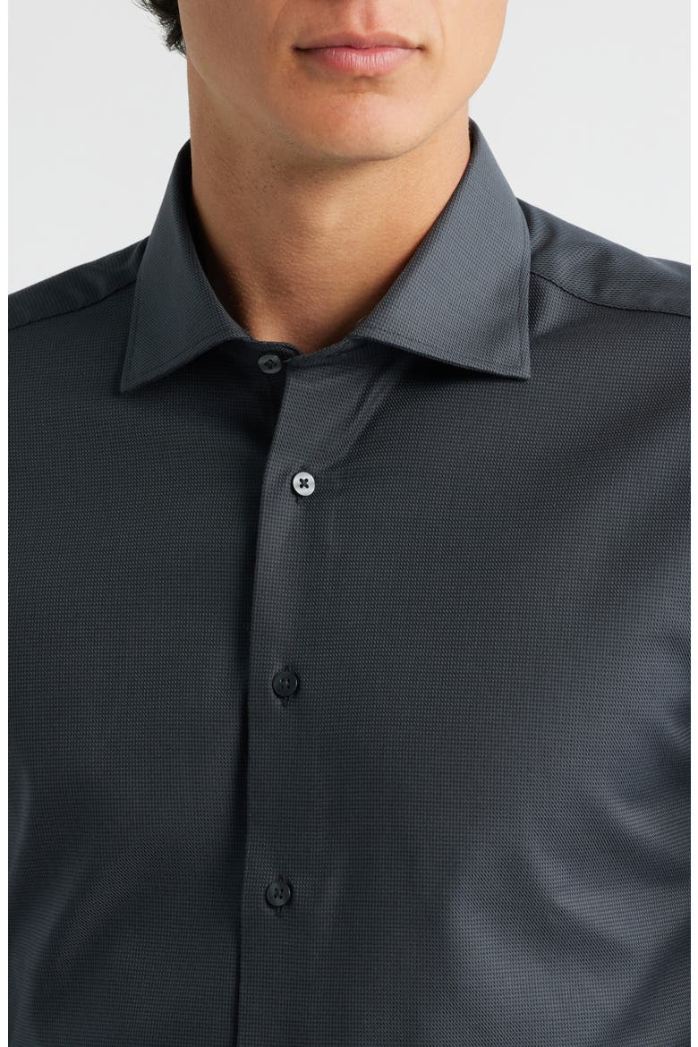 Slim Fit Structured Cotton Twill Dress Shirt, Alternate, color, BLACK
