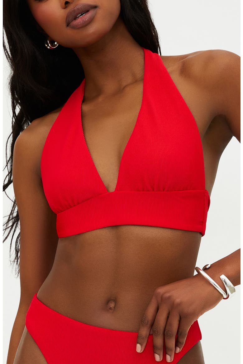 Laurel Halter Bikini Top, Main, color, RED