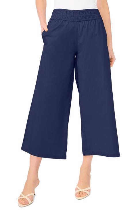 Smocked Waist Crop Wide Leg Pants