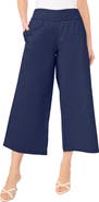 CeCe Smocked Waist Crop Wide Leg Pants