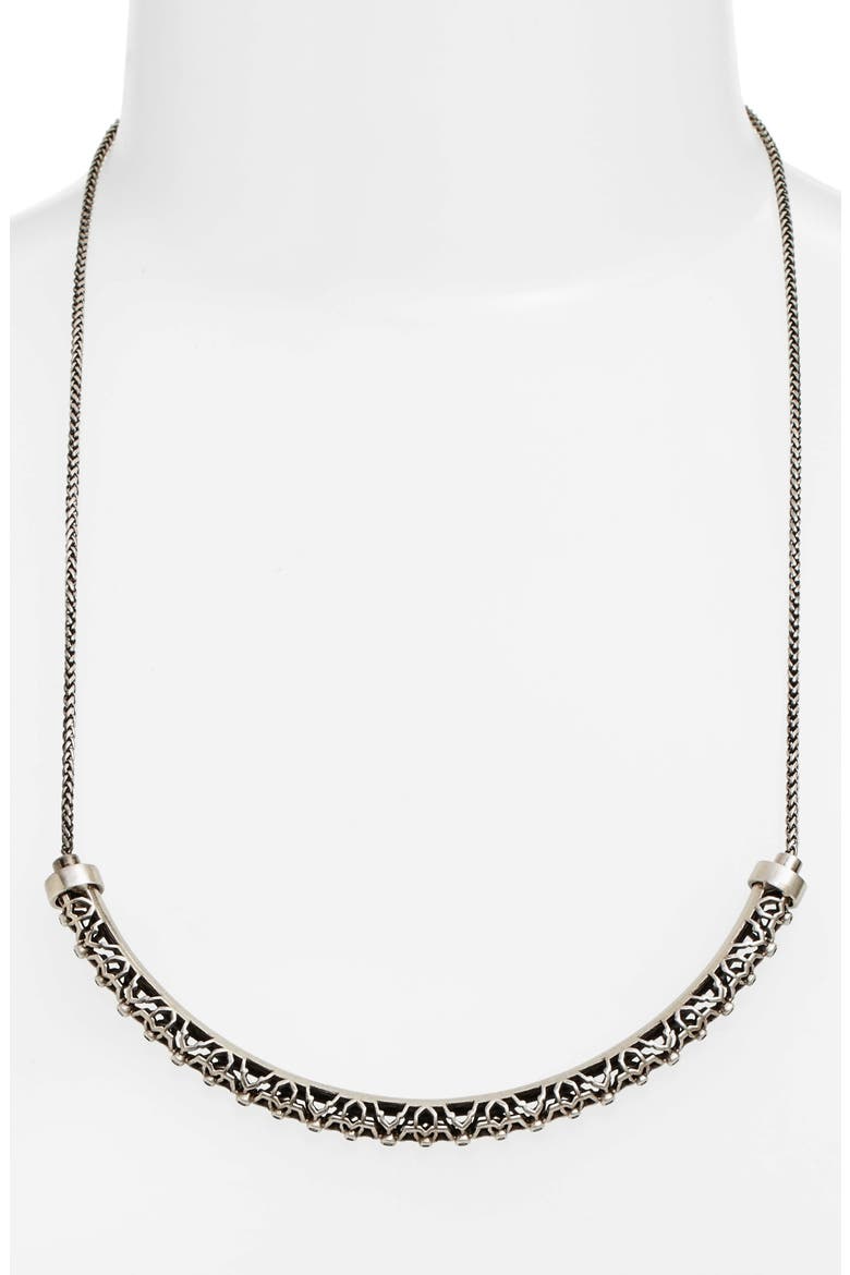 Lucy Necklace, Main, color, WHITE CZ/ ANTIQUE SILVER
