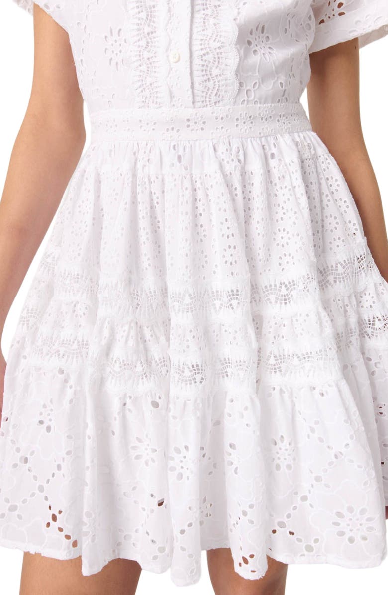 maje Embroidered babydoll dress, Alternate, color, 