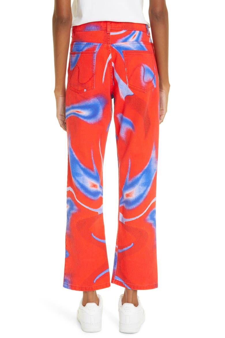 Unisex Print Straight Leg Jeans, Alternate, color, BLUE