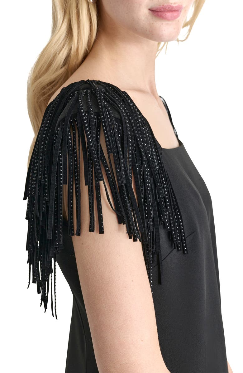 DKNY Fringed Cap Sleeve Sheath Dress, Alternate, color, 