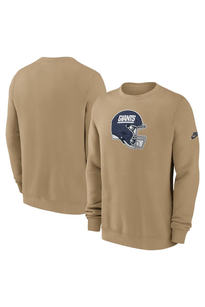 Men's Nike Tan New York Giants Swing Pass Rewind Club Pullover Sweatshirt, Main, color, Tan