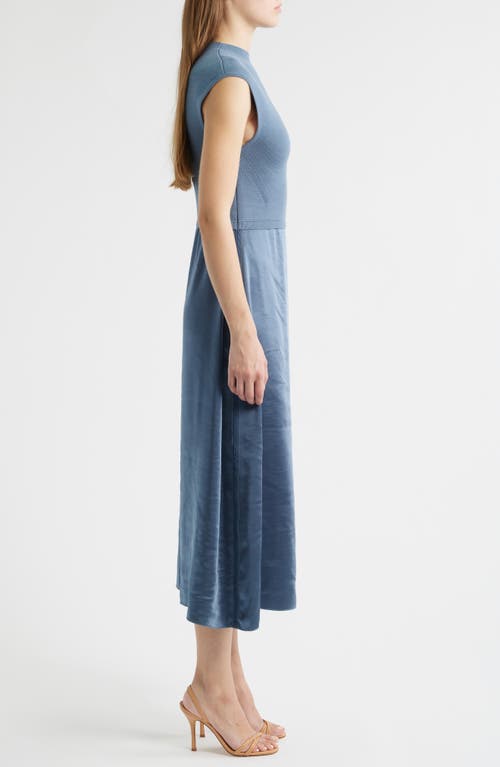 Hugo Boss Boss Ferdolini Mixed Media Midi Dress In Blue