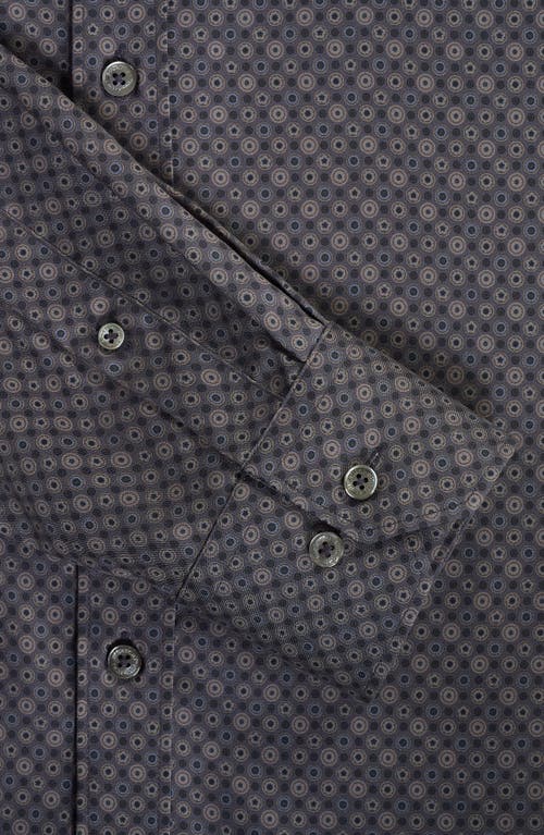 Bugatchi Axel Shaped Fit Geo Print Lyocell Button-up Shirt In Gray