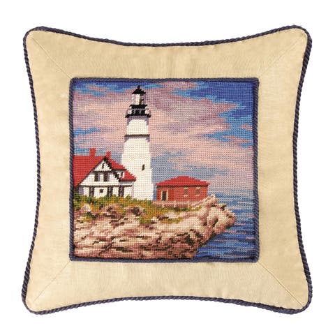 Lighthouse Needlepoint Accent Pillow