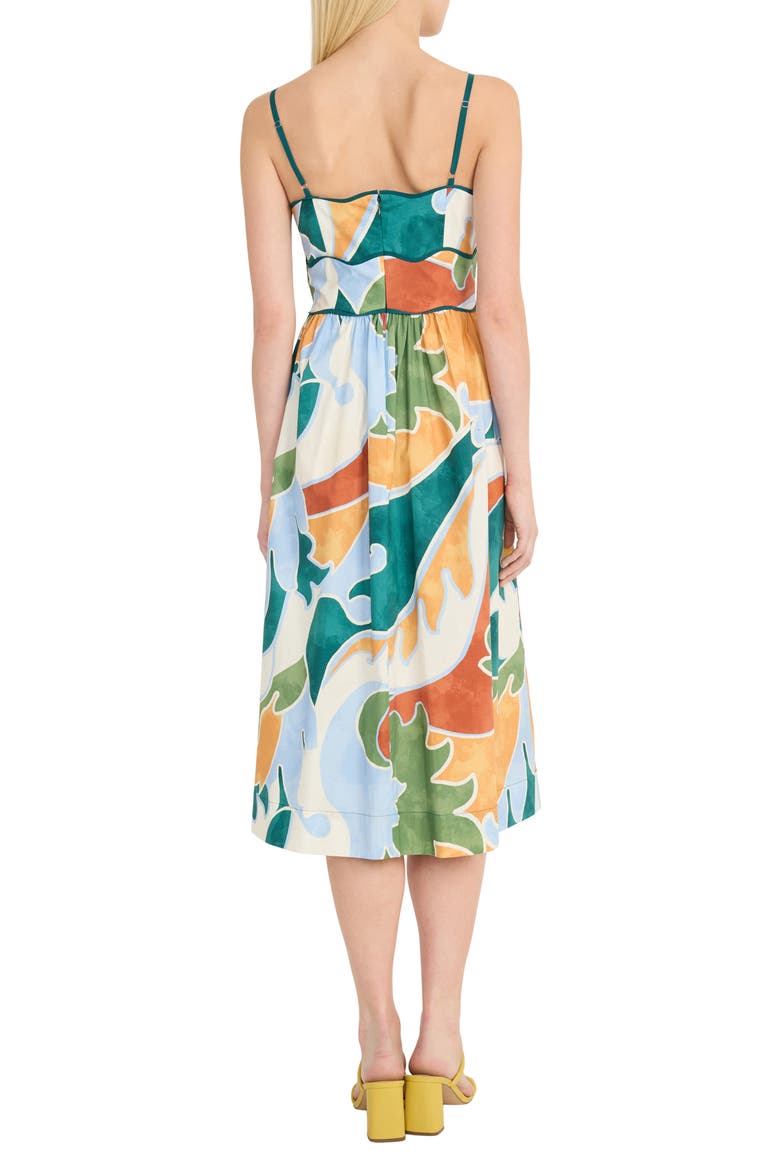 Geo Print A-Line Dress, Alternate, color, PASTEL BLUE/DEEP EMERALD