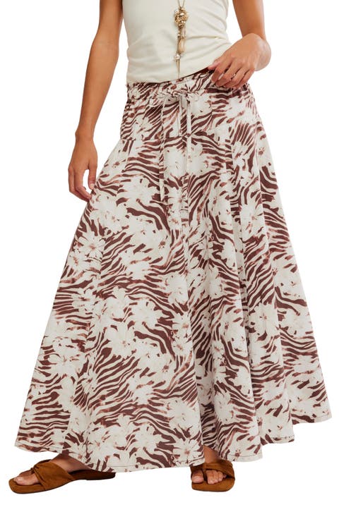 Zephyr Print Convertible Bustle Maxi Skirt