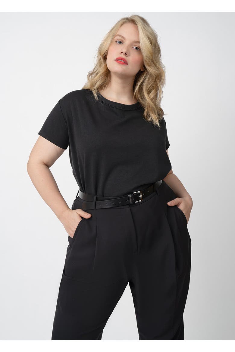 Stretch Crepe Pleated Plus Size Trouser, Alternate, color, Jet Black