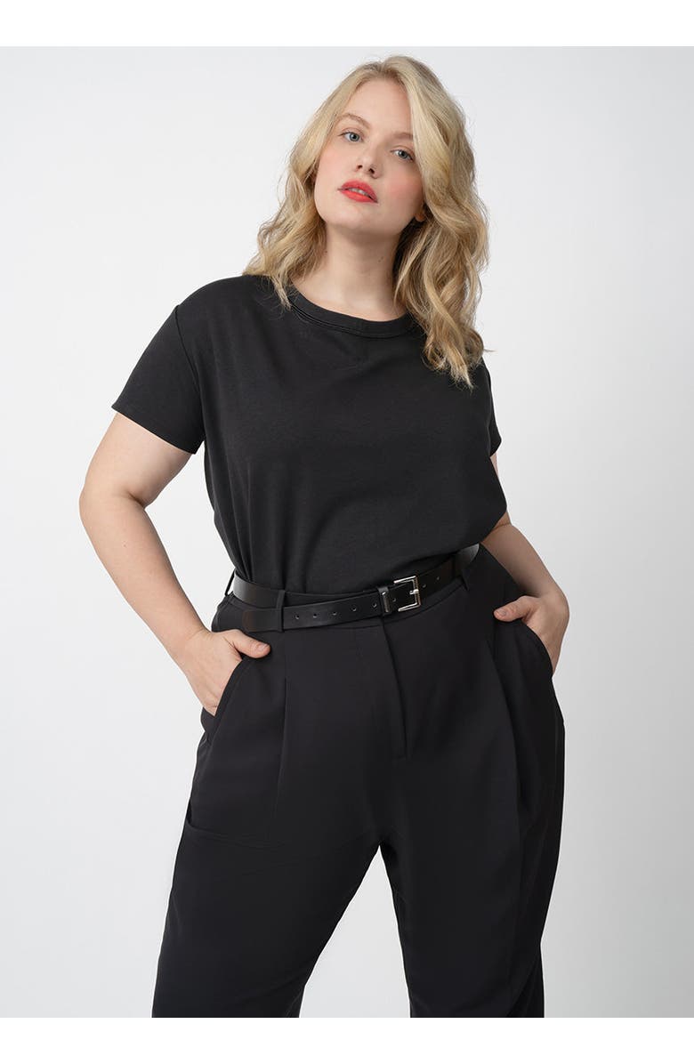 SEE ROSE GO Stretch Crepe Pleated Plus Size Trouser, Alternate, color, Jet Black