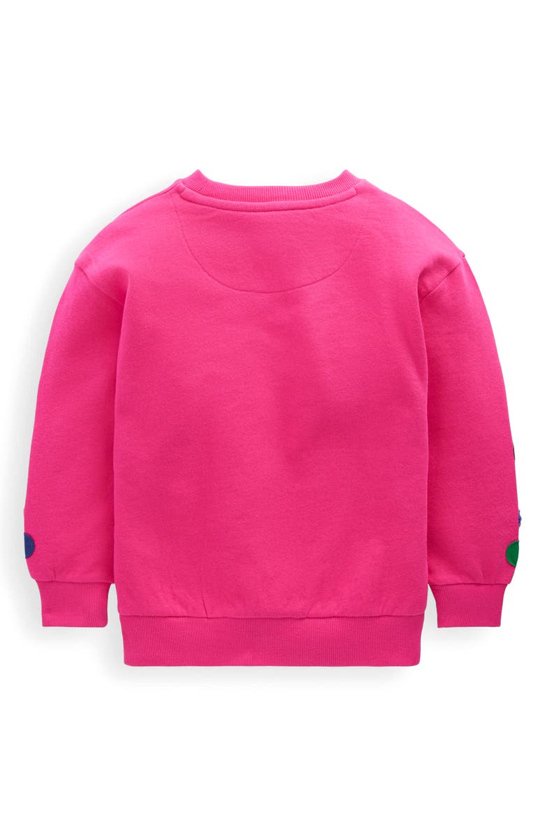 Mini Boden Kids' Floral Appliqué Cotton Graphic Sweatshirt, Alternate, color, Raspberry Pink Flowers