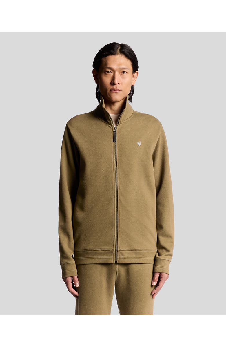 Lyle & Scott Diagonal Weave Zip Through Sweatshirt, Main, color, Dusky Green