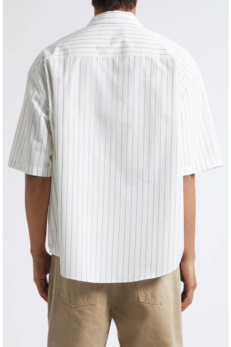 Ami de Coeur Stripe Boxy Camp Shirt, Alternate, color, BLANC/ MATCHA