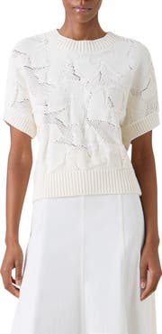 Akris punto Chunky Ajour Short Sleeve Cotton Sweater