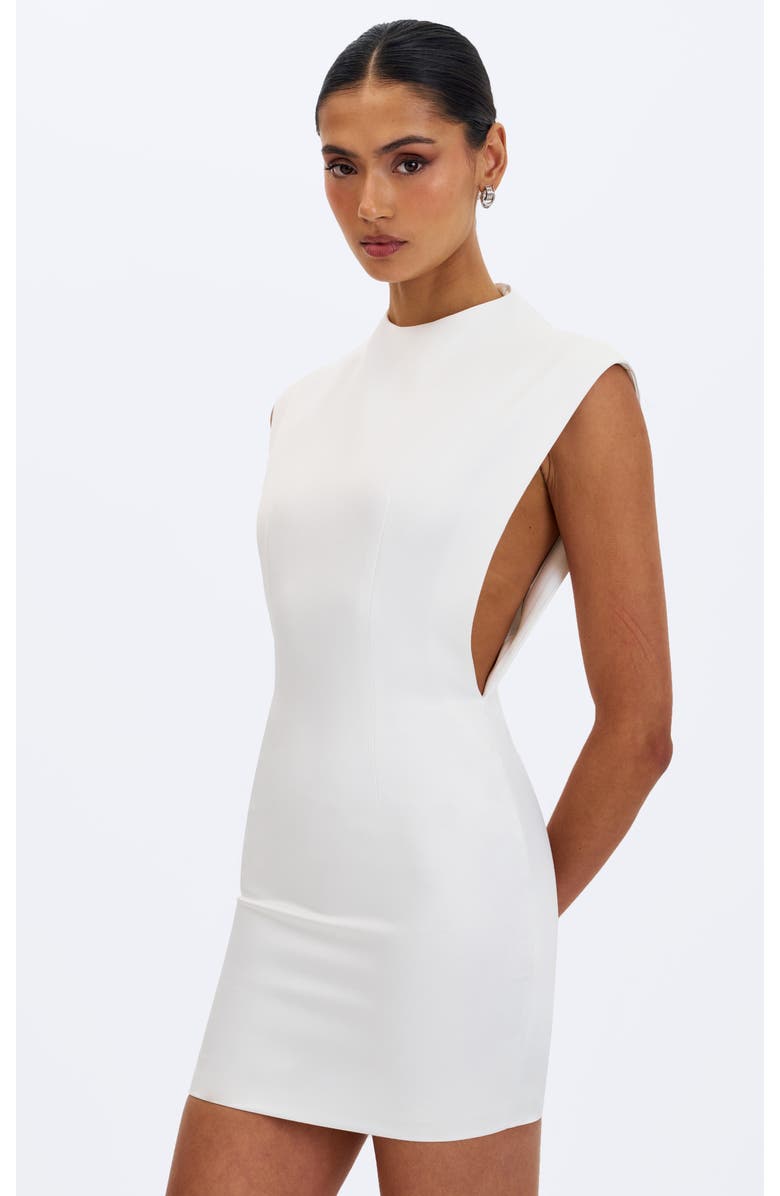 Miss Circle Vienna Satin Mock Neck Mini Dress, Alternate, color, White