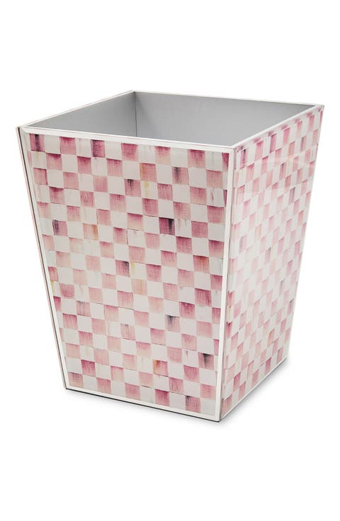 Rosy Check Glass Waste Bin